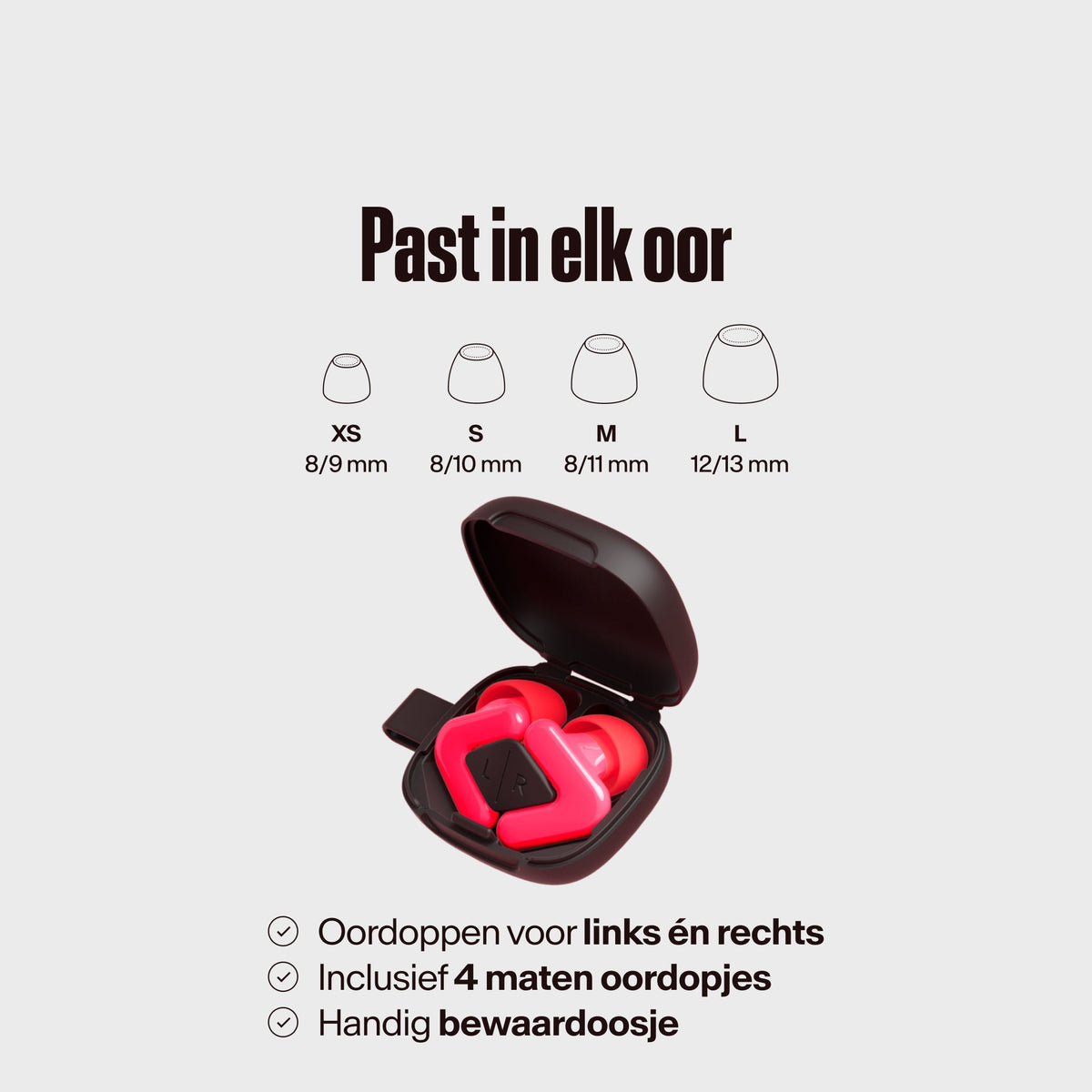 Alpine Tune in doos met verschillende maten eartips in neon-pink #color_neon-pink  #lang_nl