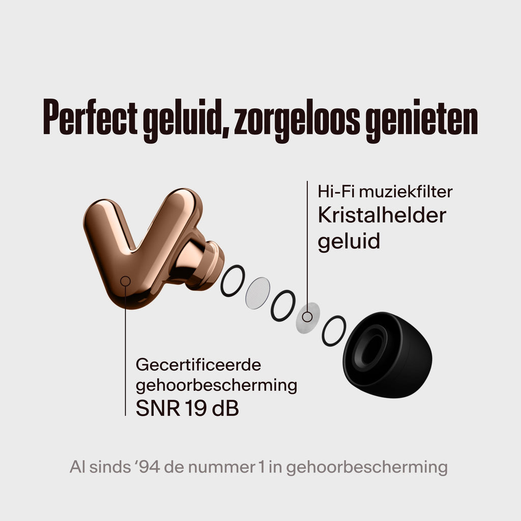 Alpine Tune Filter im Detail gezeigt in rose gold #color_rose-gold #lang_nl